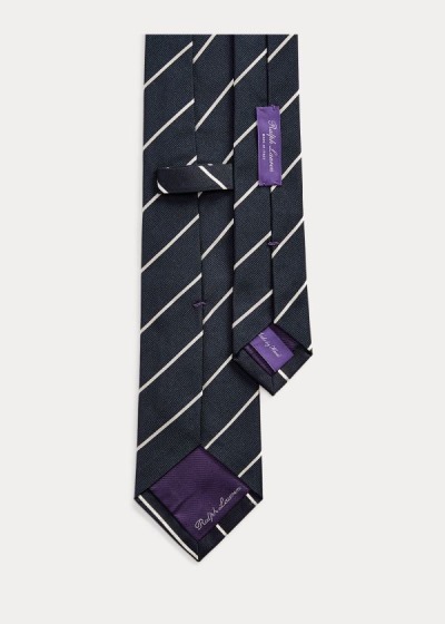 Corbatas Ralph Lauren Hombre Azul Marino - Striped Silk Faille - TBQML2613